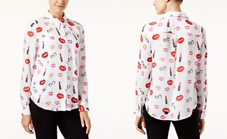 INC International Concepts Iris Apfel Graphic-Print Blouse, Only at Macy's
